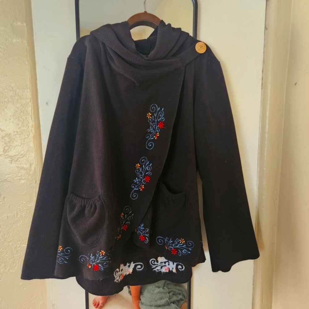 Embroidered Black Women's Jacket